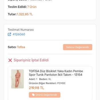 Tofisa İptal Edilen Siparişimde Para İadesi Yapılmadı Ve Teslim Edildi Mesajı Aldım