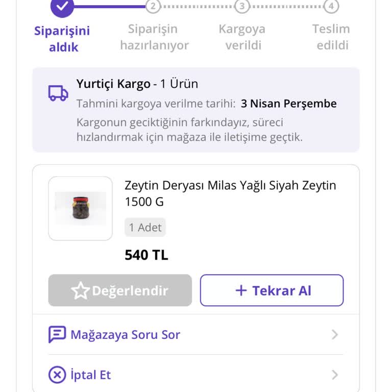 Zeytin Deryası Sipariş Verdiğim Zeytinler Hala Gönderilmedi