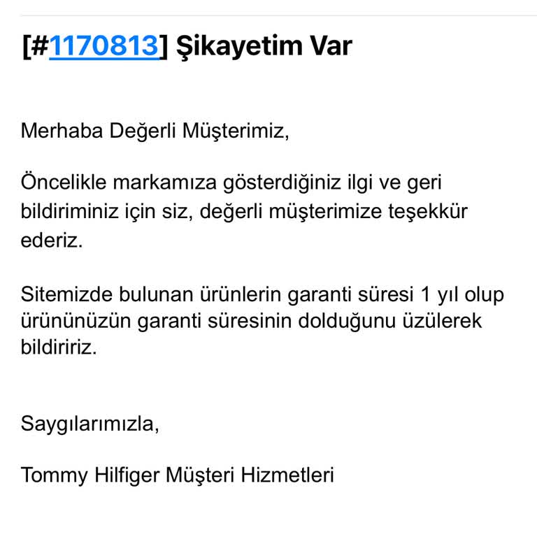 Tommy Hilfiger T-shirtlerde Kısa Sürede Renk Solması Ve Garanti Sorunu