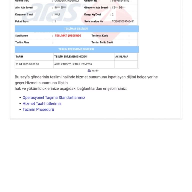 Teslim Edilmeyen Ürünlerim Keyfi Olarak İptal Edildi