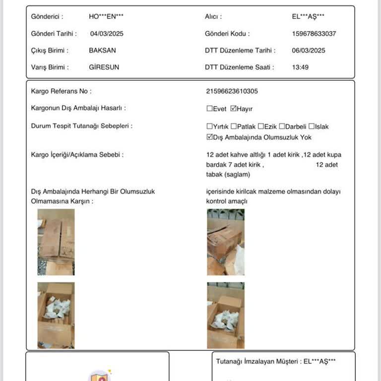 Kargoda Kırılan Ürünler İçin Horebica'nın Sorumsuz Yaklaşımı Mağdur Etti