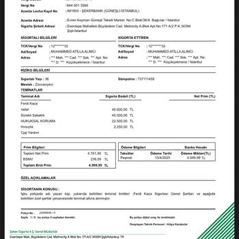 Şekerbankta Bilgim Dışında Yapılan Sigortanın İptalini Ve Ücret İadesini İstiyorum