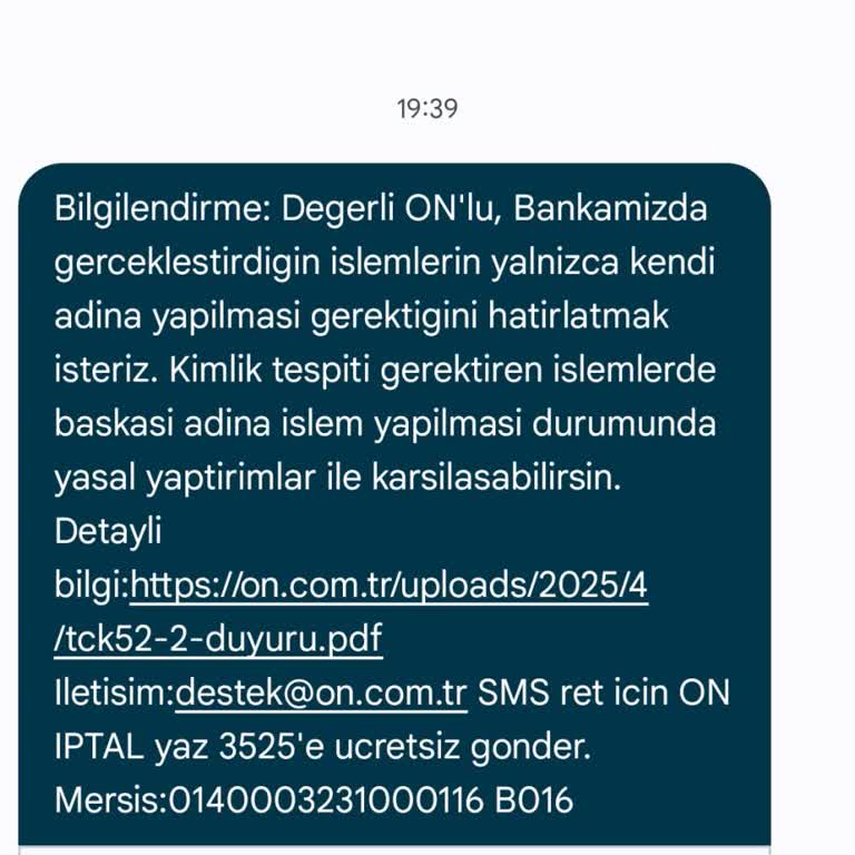 On Bankasından Kayıtsız Numarama Gelen Can Sıkıcı Mesajlar