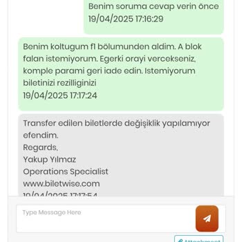 F1 Tribünü Bileti Yerine A1 Tribünü Verildi Müşteri Hizmetleri Çözüm Sunmadı