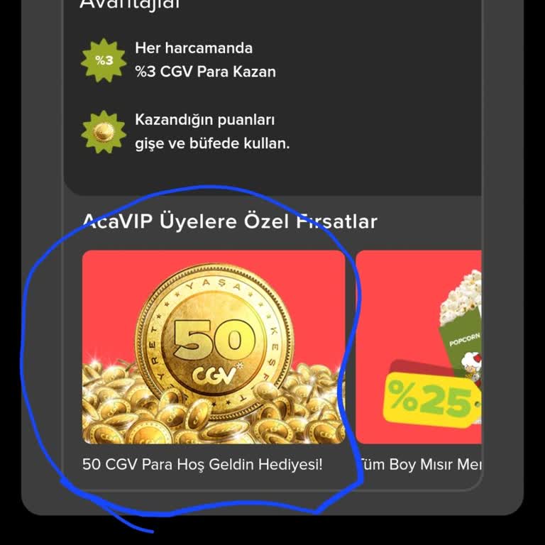 Hoşgeldin Hediyesi 50 CGV Para Hesabıma Tanımlanmadı