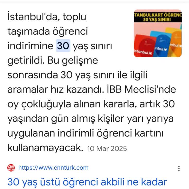 İstanbulkart Yaş Sınırlaması Nedeniyle Mağduriyet