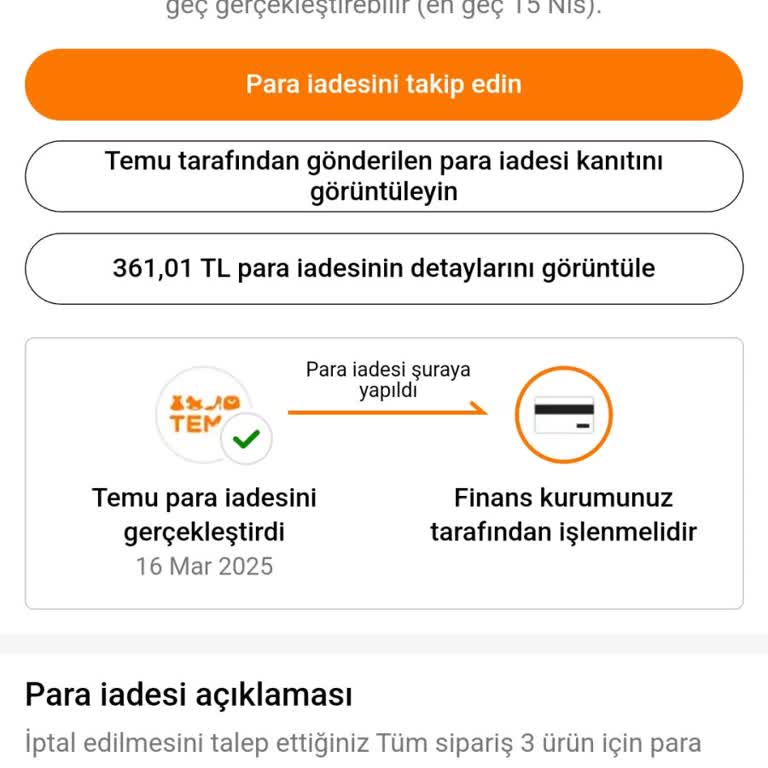 İptal Edilen Siparişin Ücreti Hala Hesabıma Yatmadı
