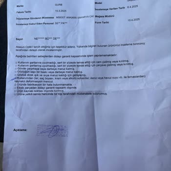 Atasun Optik'ten Aldığım Rayban Gözlükte Boya Soyulması Ve Garanti Reddiyle Mağduriyet