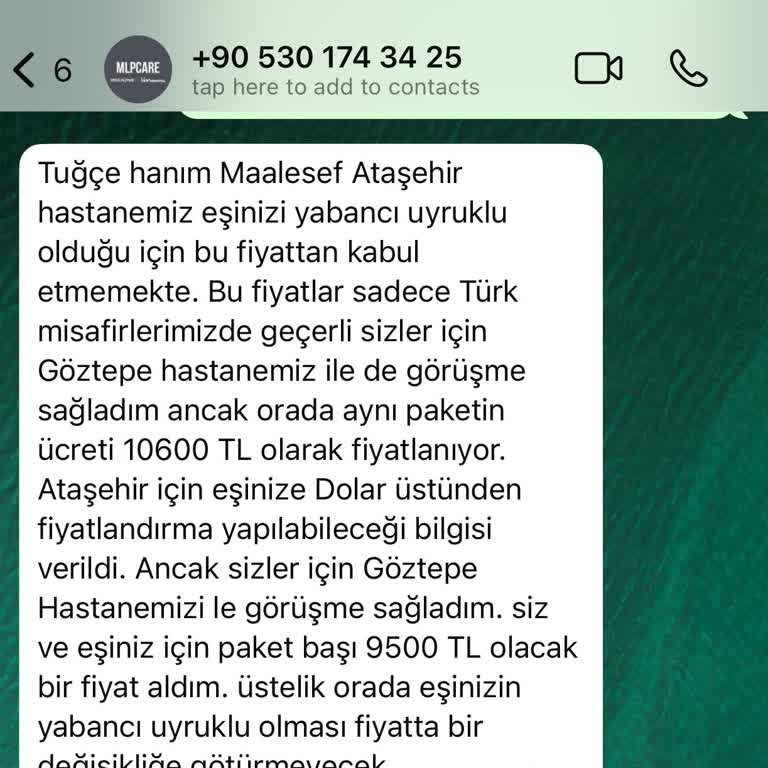 Yabancı Eşime Check Up Fiyatında Haksız Ve Şeffaf Olmayan Uygulama