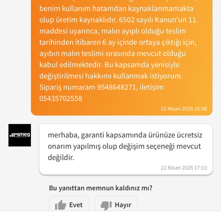 Satın Aldığım Kettle 5 Ayda Arızalandı, Değişim Talebim Reddedildi