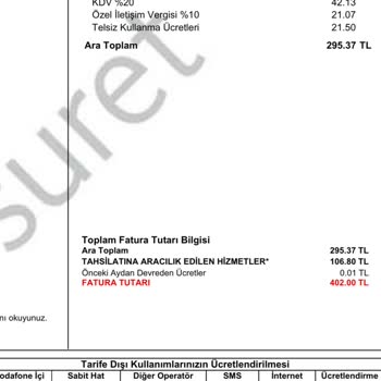 Faturada Haksız Ekstra Ücretler Ve Kesintiler