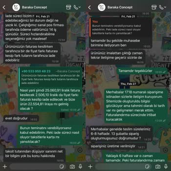 Baraka Concept'ten Sipariş Gecikmesi Ve İade Sürecinde Yaşanan Mağduriyet