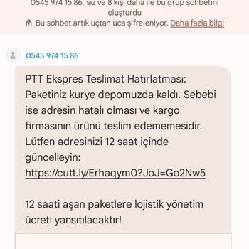 PTT Express Adıyla Gelen Sahte Kargo Bildirimi