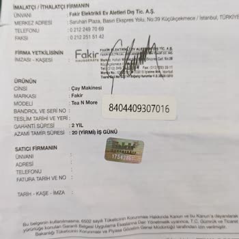 Fakir Çay Makinesi Arızası Ve Servis Sürecinde Mağduriyet