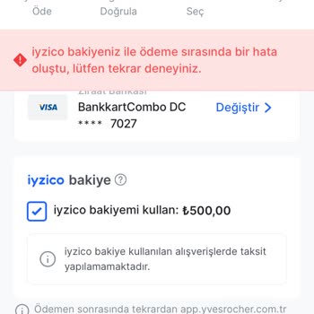 Iyzico Bakiyemi Kullanamıyorum, Hata Veriyor