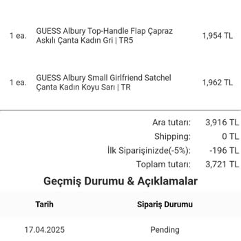 Guess.com TR Siparişim Başarısız Oldu, Param İade Edilmedi İletişim Yok