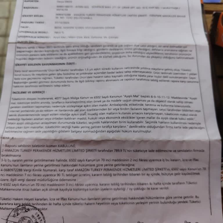 Amazon Hakem Heyeti Kararını Uygulamıyor, Mağduriyetim Giderilmiyor