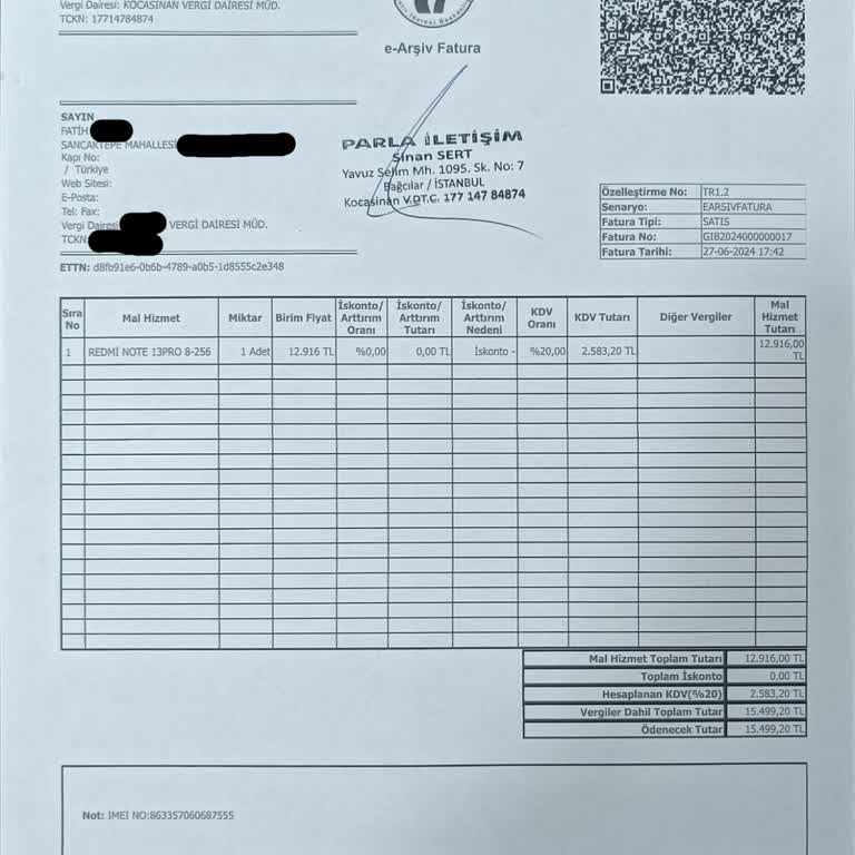 Xiaomi Redmi Note 13 Pro 4G Cihazımın IMEI Sorunu Çözülmedi, Servisten Belgeler Alamadım