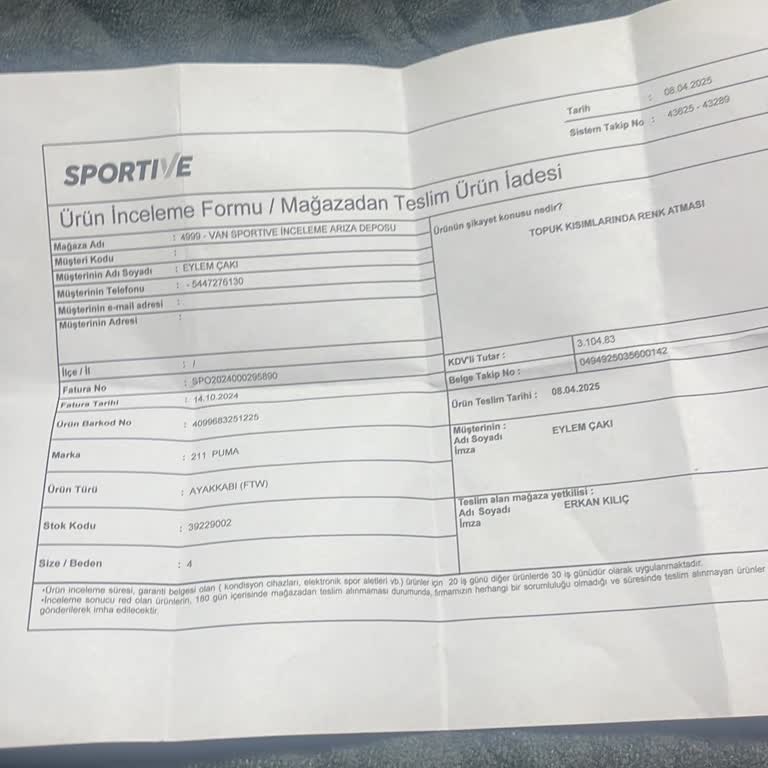 Puma Spor Ayakkabıda Renk Değişimi Ve Garanti Sorunu