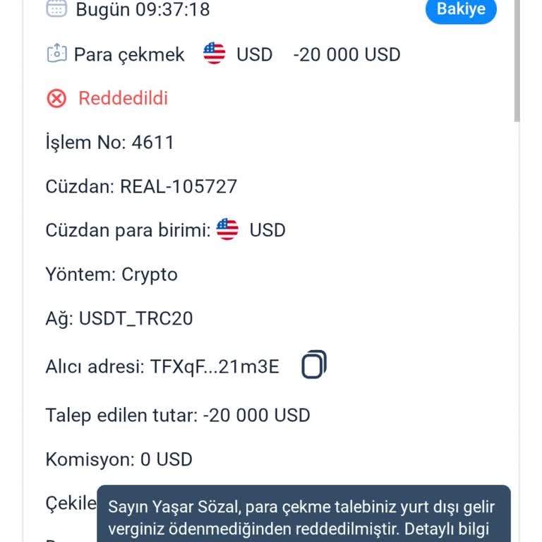 BTC Türk Hesabımdan Para Çekme Sırasında Vergi Adı Altında Ek Ücret Talebi