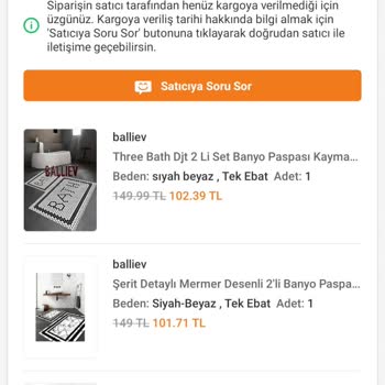 Sipariş Verilen Banyo Halılarının Gönderilmemesi Ve İletişim Sorunu