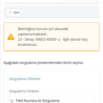 Abonelik Başvurusunda Hata Alıyorum, Destek Bekliyorum