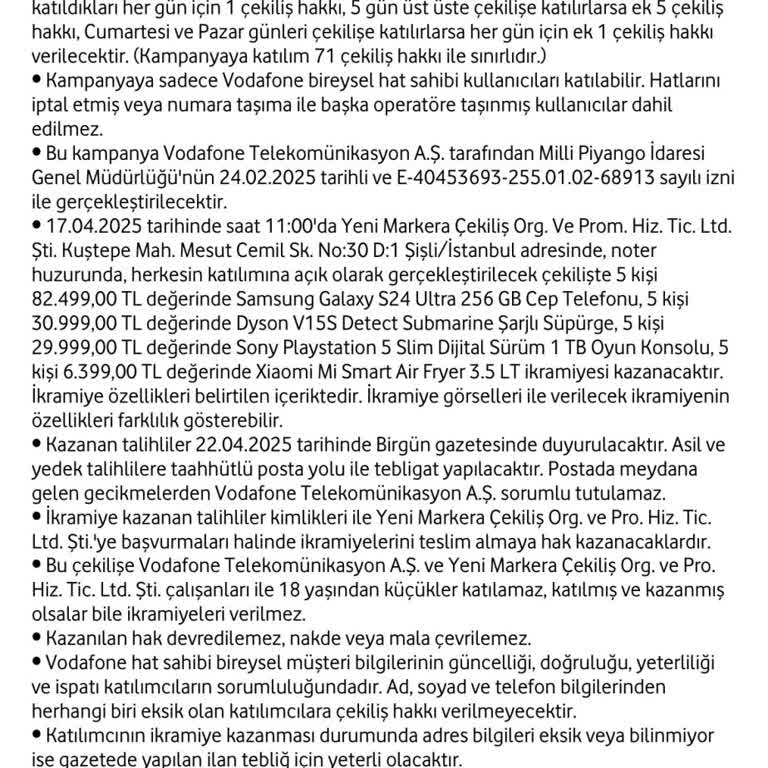 Vodafone Çekiliş Sonuçlarına Ulaşmakta Büyük Zorluk Yaşıyorum