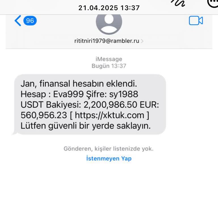 Bana Ait Olmayan Finansal Hesapla İlişkilendirildim