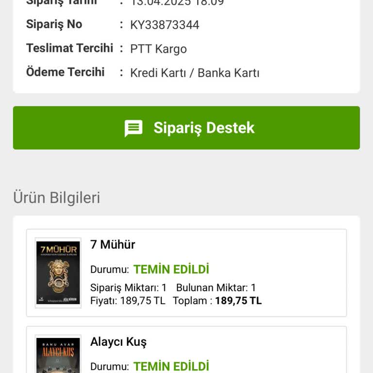 Kitap Siparişim Günlerdir Kargoya Verilmiyor