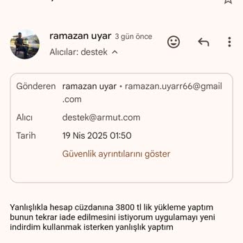 Yanlışlıkla Yüksek Tutar Yüklemesi Ve İade Sorunu: Destek Alamıyorum