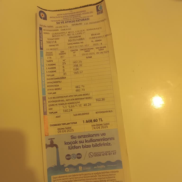 Sürekli Yüksek Su Faturası Sorunu Ve Çözüm Beklentisi