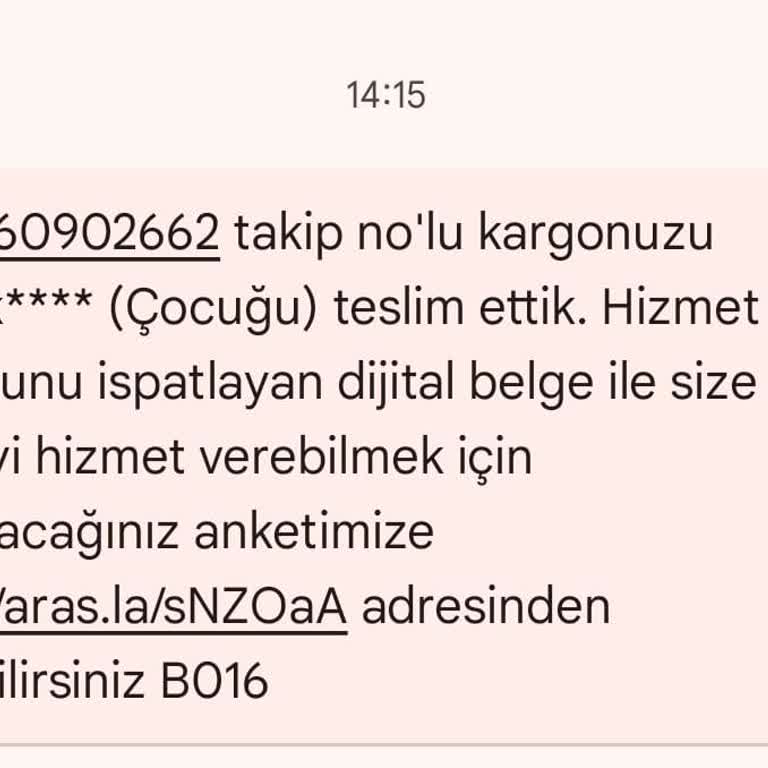 Aras Kargo'nun SMS Mesajında Uygunsuz Kısaltma Kullanılması