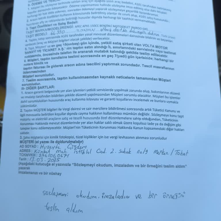 Sipariş Edilen Motosikletin Geç Teslimi Ve Evrak Sorunu Nedeniyle Plaka Çıkaramama