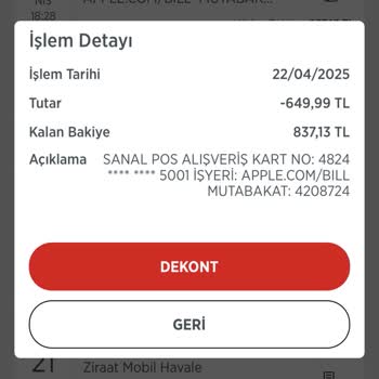 Apple Hesabım Dışında Yapılan 64999 TL Çekimin Kaynağını Öğrenmek İstiyorum