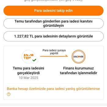 Temu'dan İade Edilen Ürünün Ücreti Hala Geri Ödenmedi