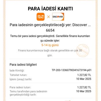 Temu'dan İade Edilen Ürünün Ücreti Hala Geri Ödenmedi