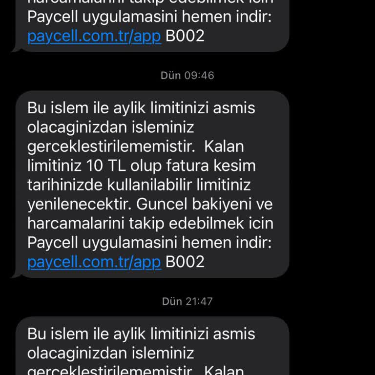 Turkcell'in Sürekli Mesajları Ve Limit Sorunu Mağduriyeti