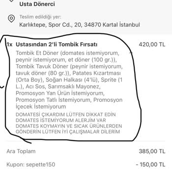 Alerji Uyarısına Rağmen Domatesli Ve Soğuk Ürün Gönderildi