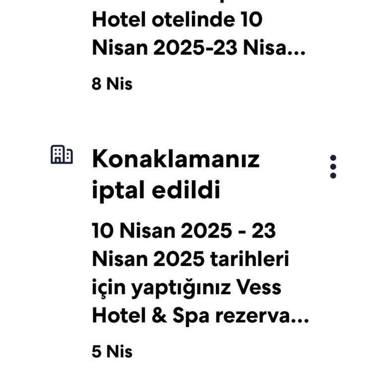 Vess Hotel & SPA Rezervasyonumu İptal Ettiler