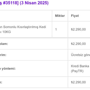 Gönderilen Kedi Mamasının Orijinalliği Ve Firma İlgisizliği Hakkında Şikayet