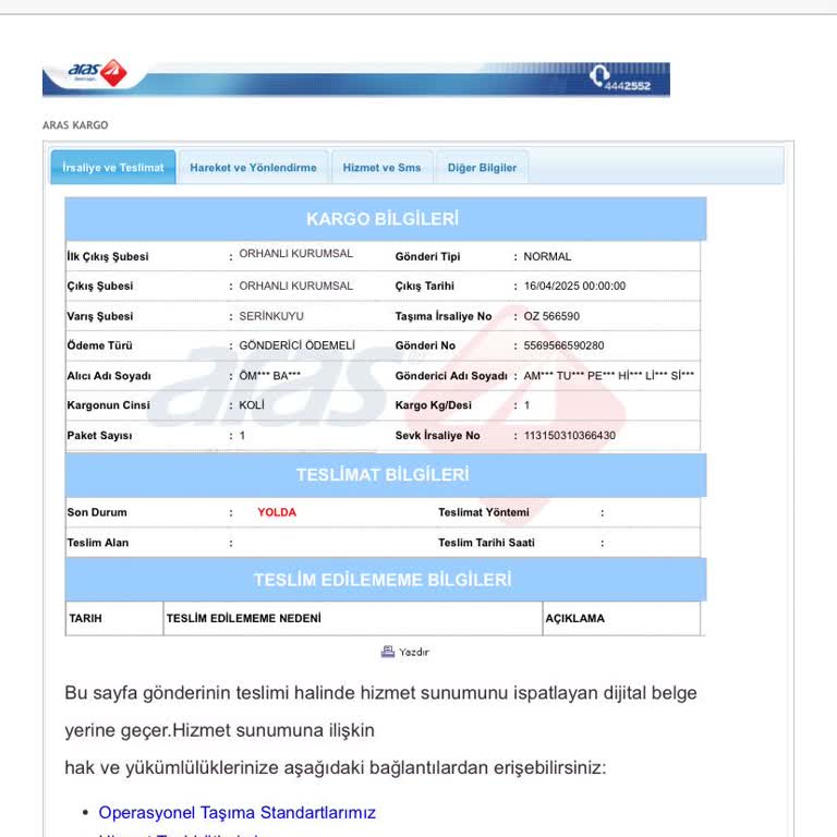 Aras Kargo Yine Hayal Kırıklığı: Kargom Bir Haftadır Kayıp!