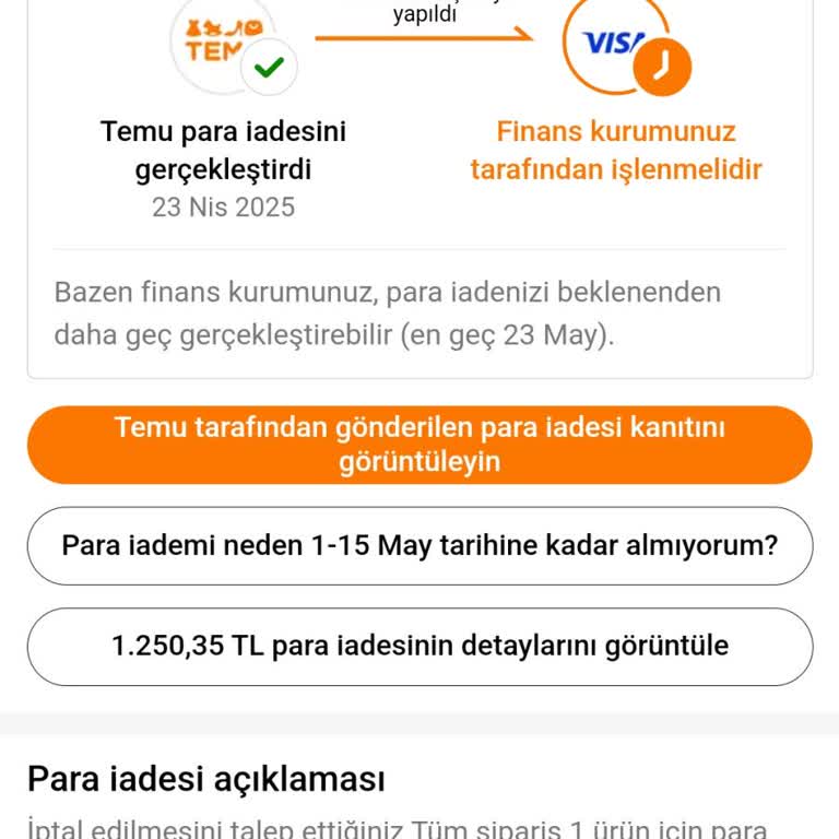 Siparişin Anında İptalinde Ücretin Hemen İade Edilmemesi