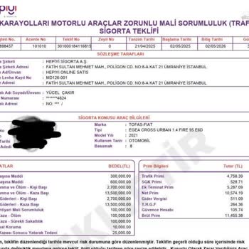 Hepiyi Sigorta'da Trafik Sigortası Teklifi Piyasanın Çok Üzerinde