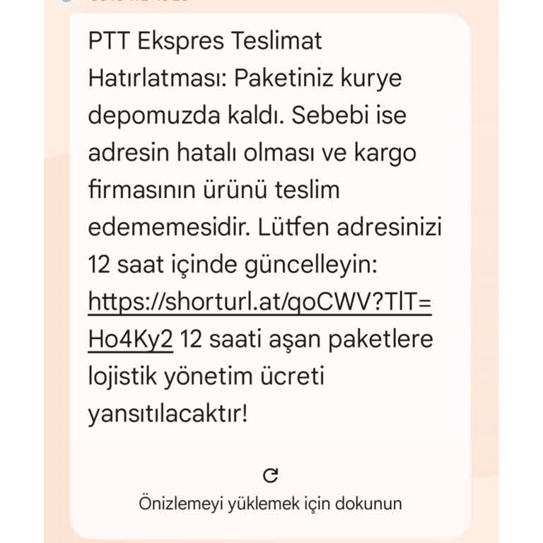 Siparişim Olmadan Paket Teslimatı İçin Gelen Şüpheli Mesaj