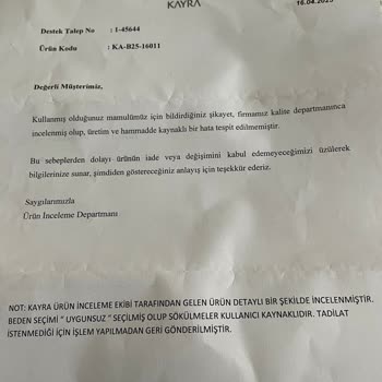 Kayra Giyim Kot Takımında Dikiş Sorunu Ve Yetersiz İnceleme Sonucu