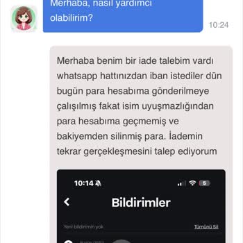 Yanlış İsim Soyisim Nedeniyle İade Gerçekleşmedi, Bakiyem Silindi