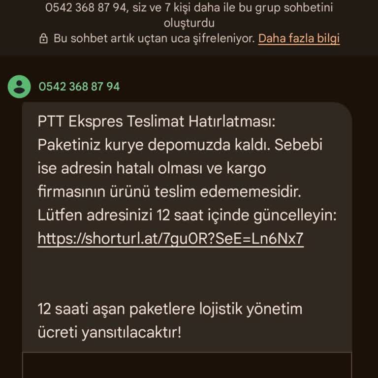 PTT Ekspres Adıyla Gelen Sahte Mesaj Ve Grup Rahatsızlığı