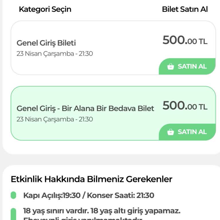 Bubilet Erken Alınan Konser Biletinde Son Dakika İndirimi Mağduriyeti!