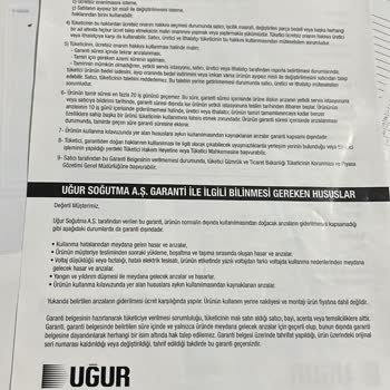 Uğur Derin Dondurucu Çekmecesi Garanti Kapsamı Dışında Bırakıldı