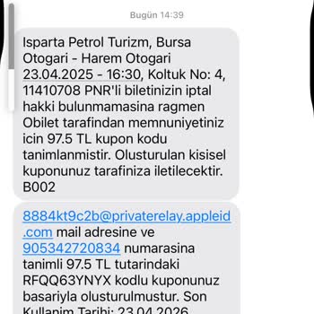 Isparta Petrol Turizm Bilet İptali Ve Para İadesi Mağduriyeti